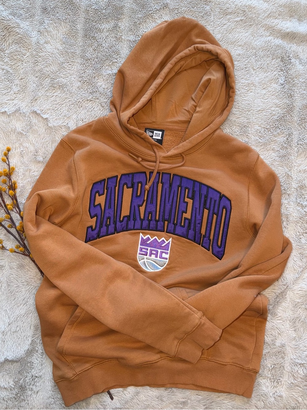 New Era Sacramento Crewneck Sweatshirt - Brown with Purple Lettering